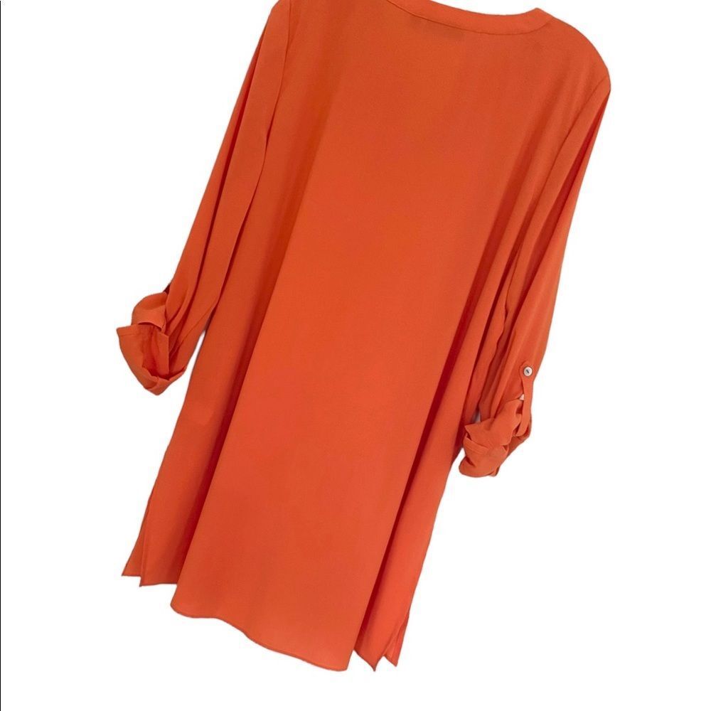 Susan Graver Solid Orange Long Tunic Sz 14 - Picture 4 of 7